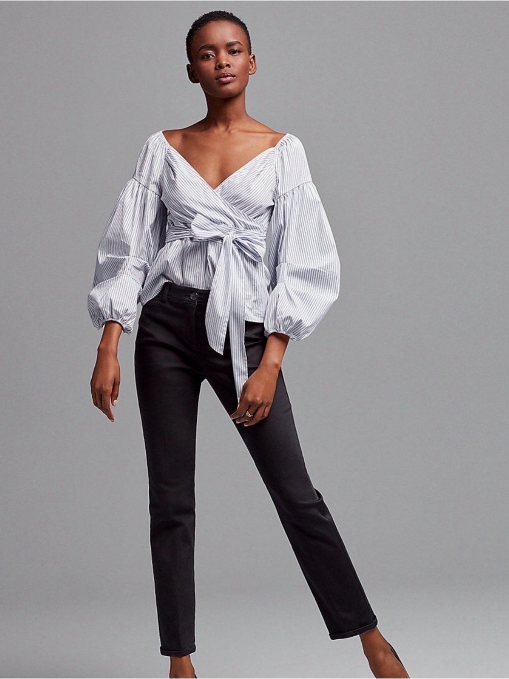 Express Striped Wrap Top